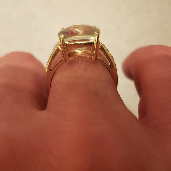 14k gold Green Amethyst and Diamond Effy ring - Picture 3 of 7